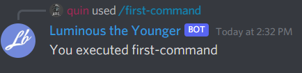 slash command result